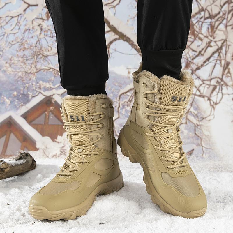 New High-top Military Boots Men's Special Forces Combat Boots Outdoor Hiking and Velvet Warm Snow Boots