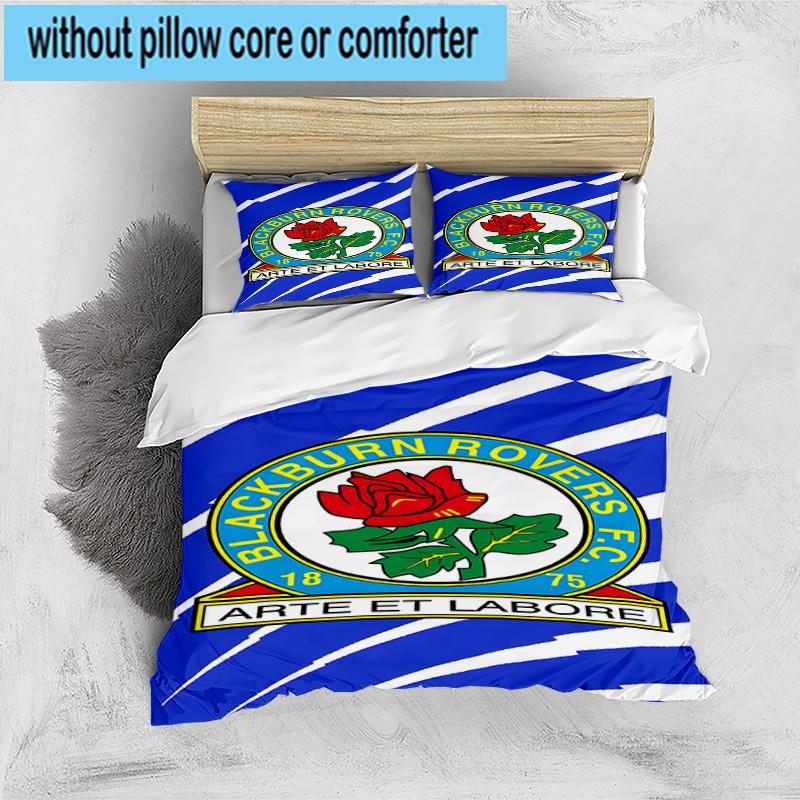 3pcs Blackburn Rovers Crest Football Club Bedding Set Duvet Cover Closure Includes 1 Duvet Cover & 2 Pillowcases Bedding Sets Home Decor Gifts