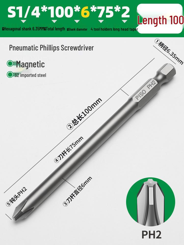 Hexagonal Magnetic Pneumatic Air Screwdriver, S2 1/4 Electric Bit Set