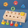 Wooden Screw Matching Puzzle Board - Fun Geometric Color Recognition Cognitive Toy With Mixed Color Blocks - Natural Wood Design