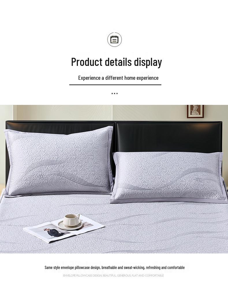 Machine-Washable Ice Silk Bed Skirt & Jacquard Cool Mat Set - Foldable, Soft Summer Air Conditioning Mat for Home Use