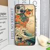 Japan The Great Wave of Kanagawa Cat Phone Case for IPhone 12 Mini 11 13 14 15 16 Pro X XS Max 7 8Plus SE2 Soft Cover Art Fundas