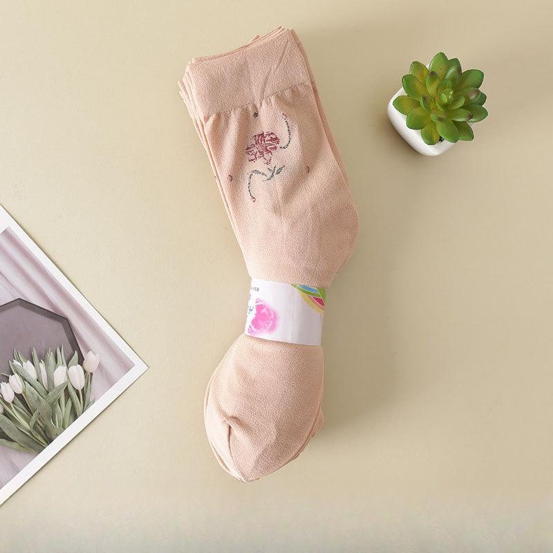 10 Pairs of Women's Summer Thin Old Jacquard Anti Hook Silk Loose Mouth Mid Aged Tube Socks