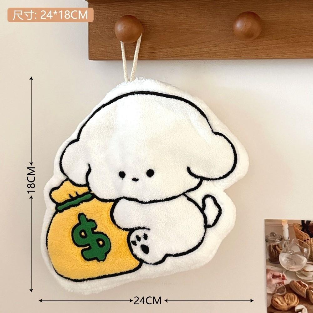 Thickened Puppy Hand Towel Absorbent Quick Drying Handkerchief Cloth Coral Fleece Cute Design Absorbent Towel Bathroom Use