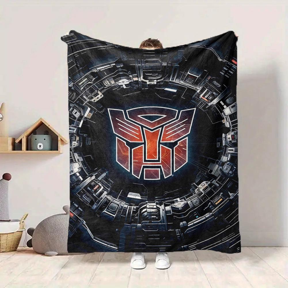 1pc Transformers Autobots Cozy Print Blanket Lightweight Warm Flannel Throw Blanket For Sofa, Bed, Living Room