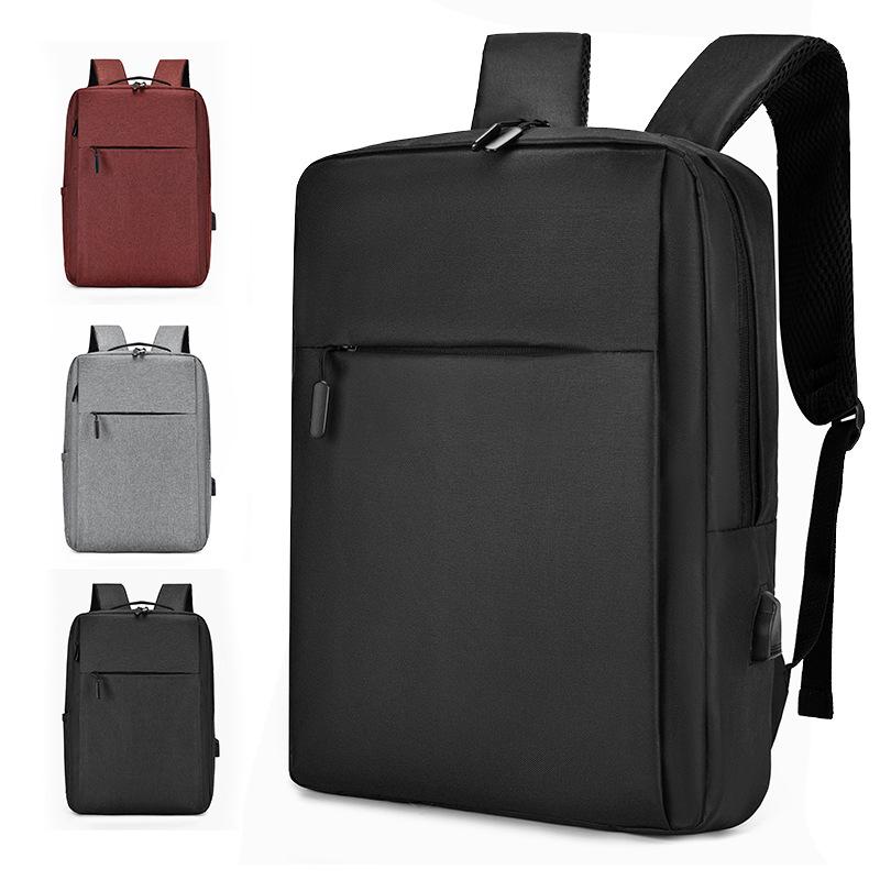 Cross-Border Business Laptop Backpack for Students - Simple, Solid Color Design