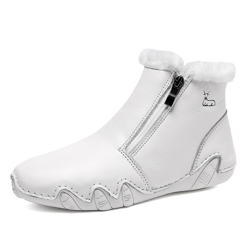 Retro Women's Genuine Leather Martin Boots - Plus Size, High-top, Wear-resistant, Casual Outdoor Shoes