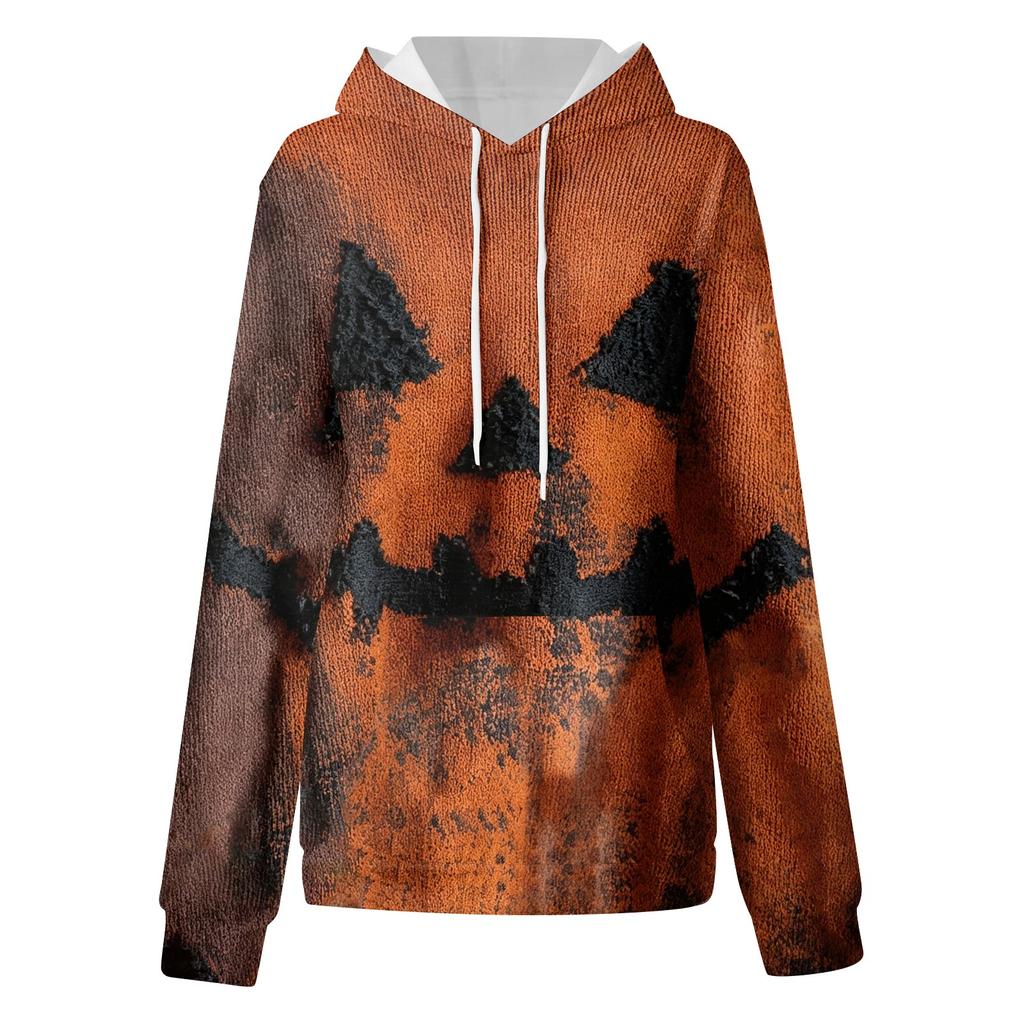 Women's Long Sleeve Halloween Printed Hoodie for Festive Party Wear