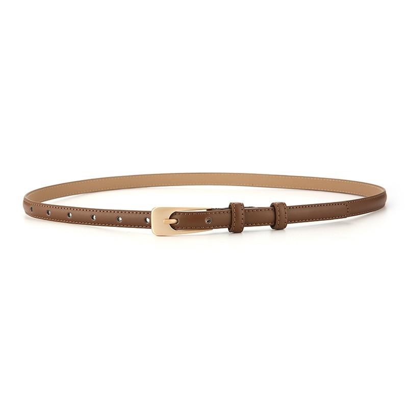 Womens Genuine Leather Slim Waist Belt For Dresses And Shirts With Metal Buckle For Casual Or Office Wear