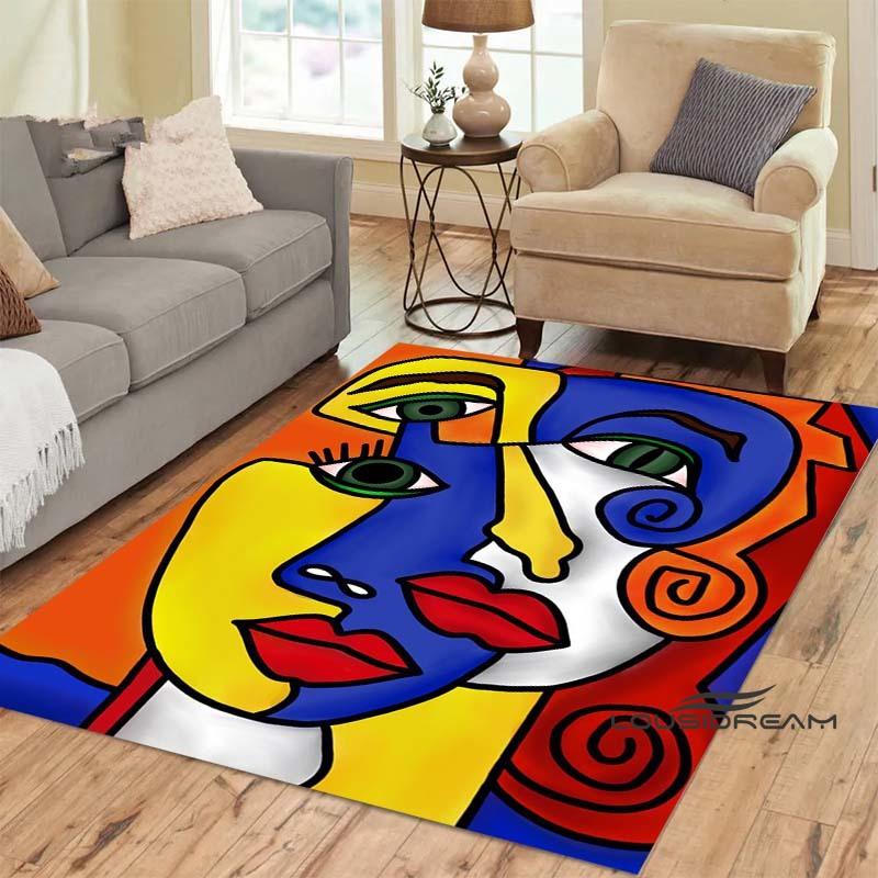 Customizable Picasso Style Painting Printed Carpet Fashion Non-slip Floor Mat Outdoor Door Mat Play Mat Birthday Gift