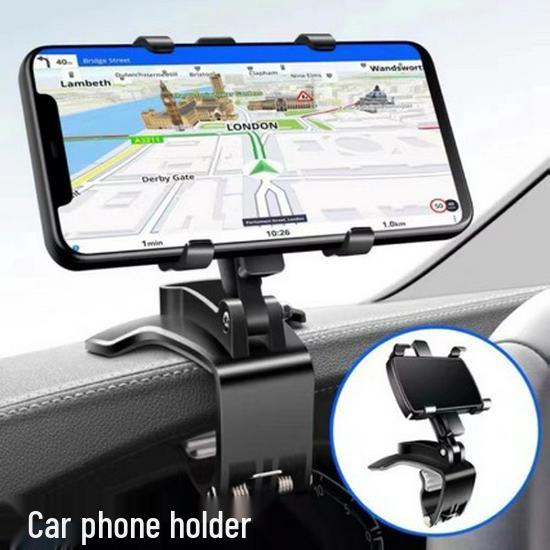 Cross-border Multi-functional Car Phone Holder: Rotatable Dashboard & Rearview Mirror Navigation Bracket. чёрный
