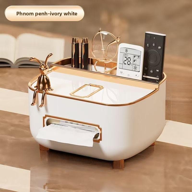 Multi-Functional Rabbit Tissue Box | Storage & Remote Holder | Desktop Organizer for Home Office белый