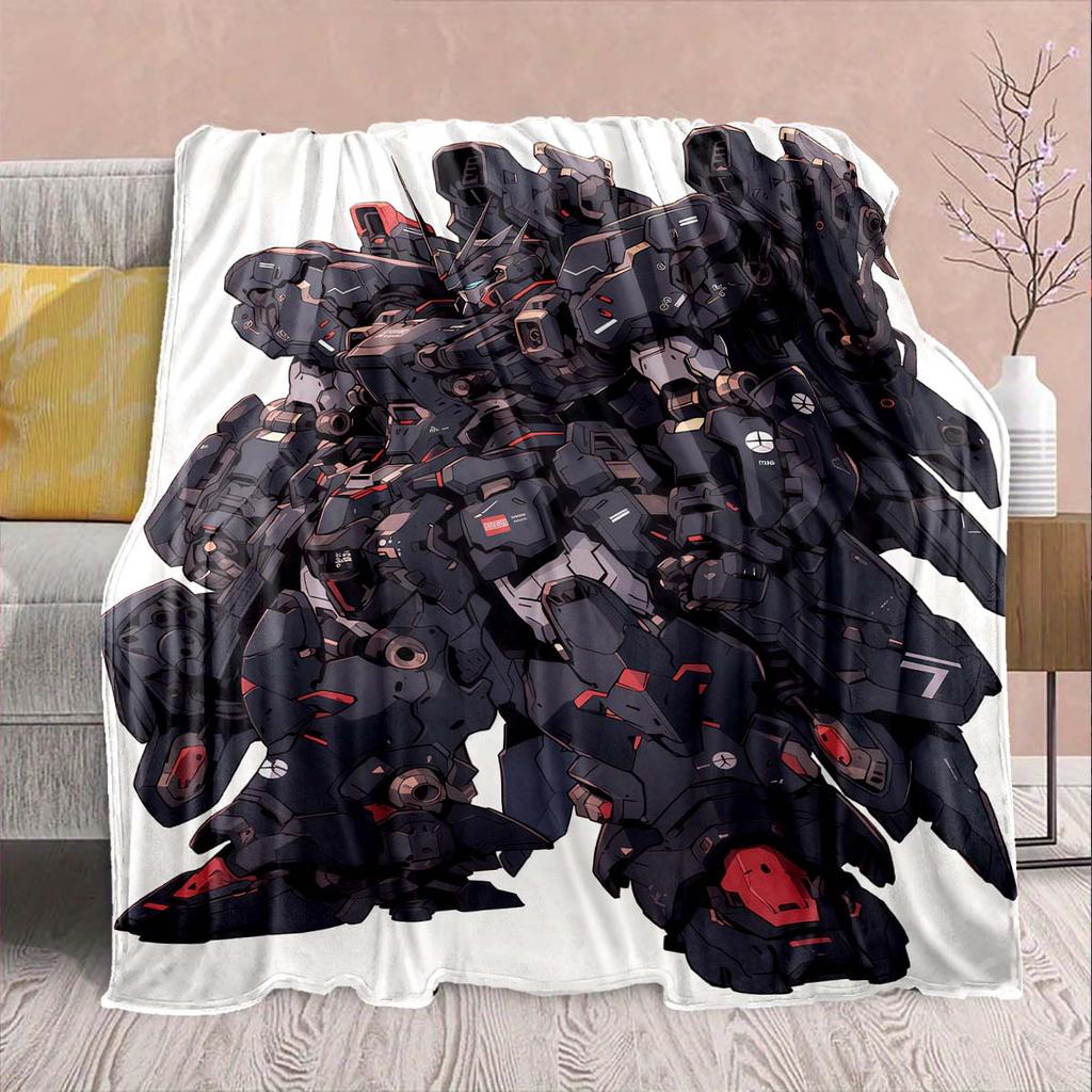 Gundam Anime Flannel Blanket - Soft Warm Perfect for Sofa, Bedding Camping Travel Office Home Decor -QJY