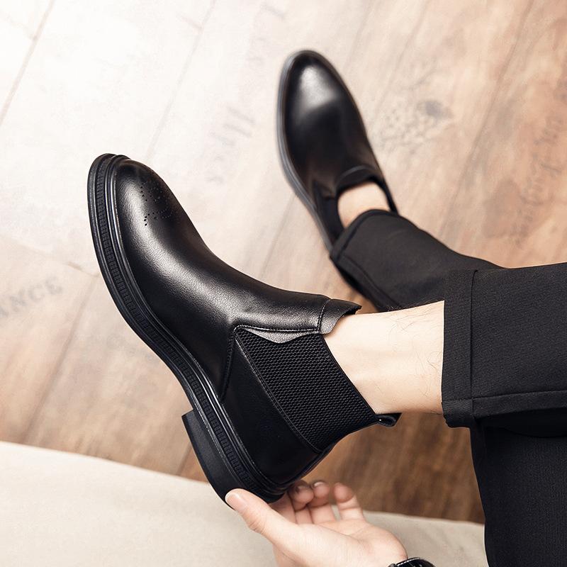 Martin boots summer thin medium and high top British leather inner height increase retro Chelsea short boots