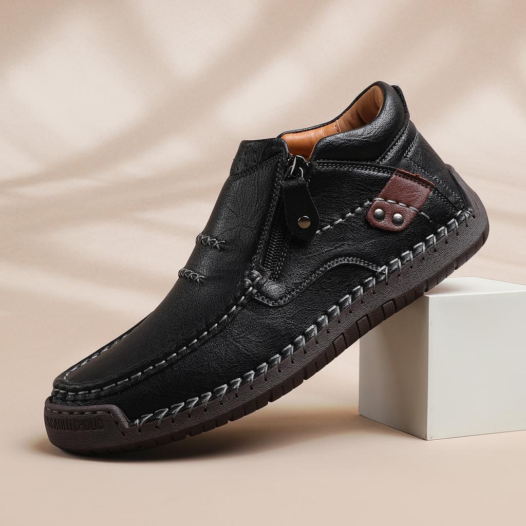 Large Size Men's Shoes Outdoor Casual Shoes One-pedal Flat-soled Handmade Leather Shoes Spring High-top Large Size Shoes