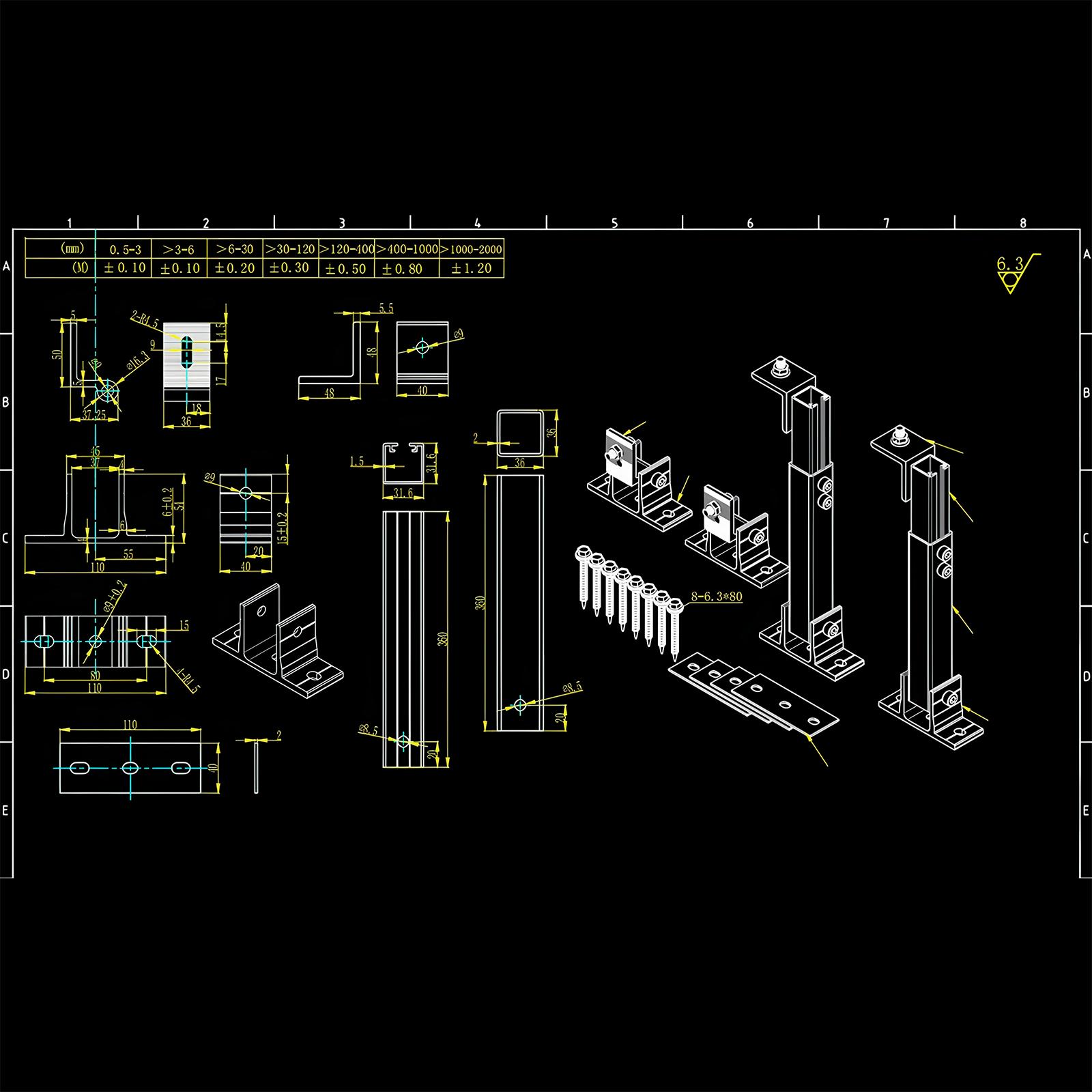 Front And Rear Foot Mounts Solar Panel Racking PV Mounts Solar Panel Racking Adjustable Solar Mounting Bracket China Mainland