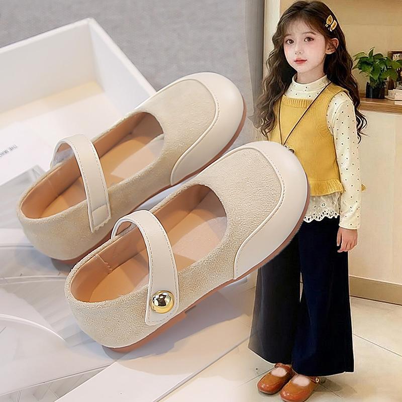 Korean Girls Vintage Leather Shoes Spring Autumn Soft Sole Princess Flats Baby Casual Loafers