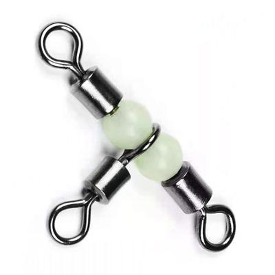 20pcs Luminous Splitter Brass Barrel 3 Way Fishing Pin Line Connector Trident Ring Rolling