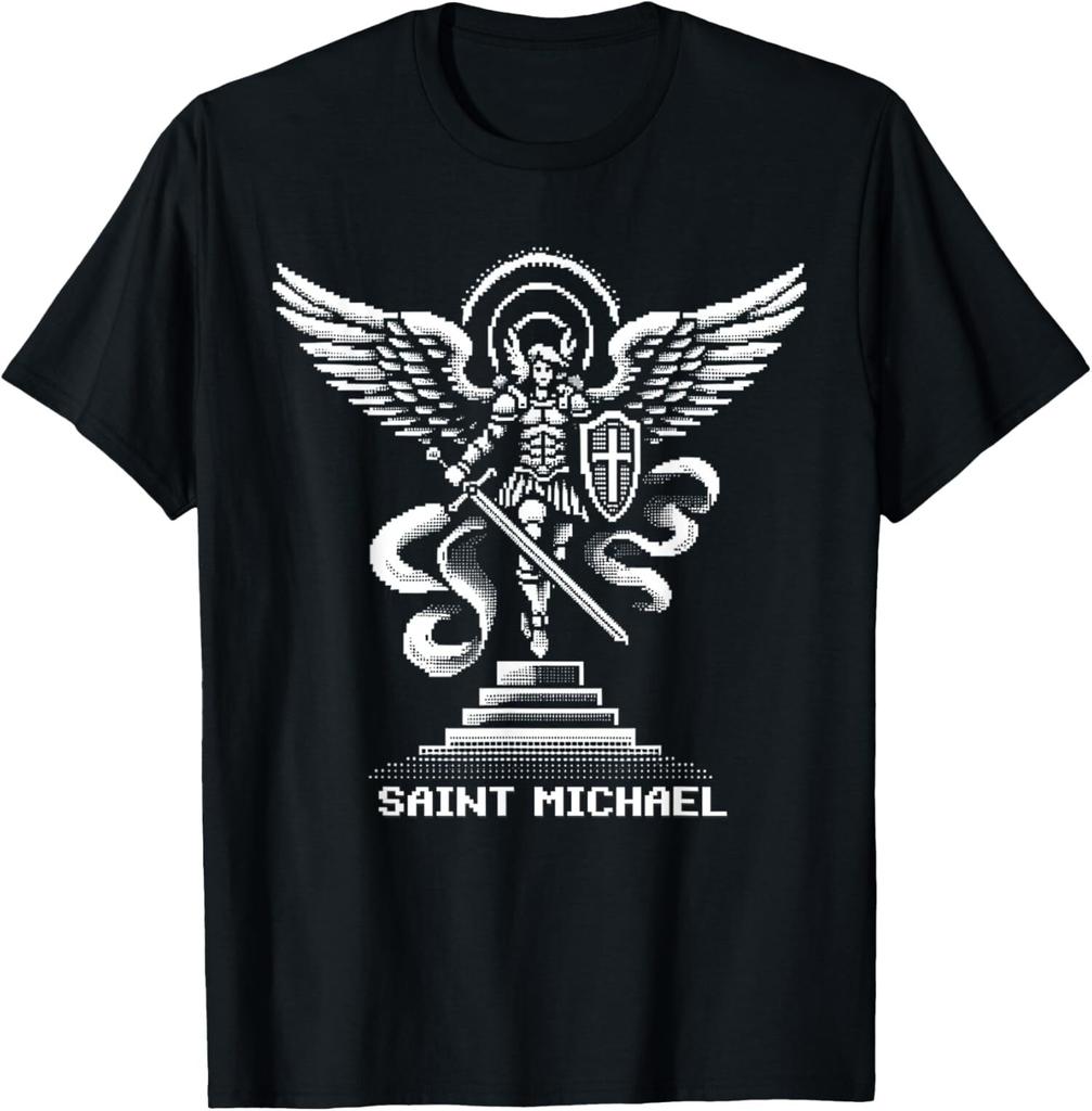 New Limited Saint Michael The Archangel Catholic Video Game T-Shirt Made In USA