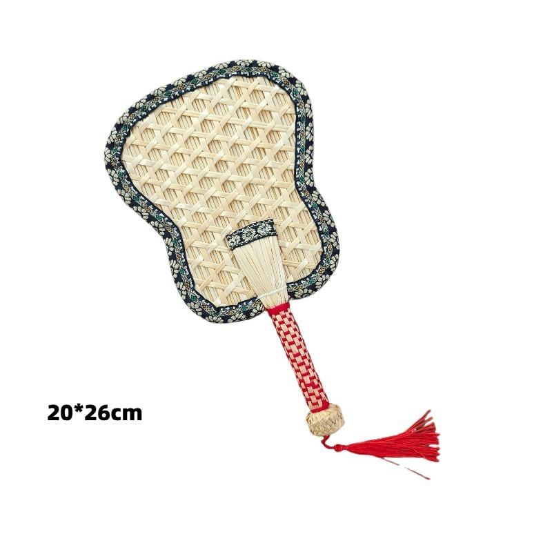 

Chinese Hand Fan for Summer Traditional Woven Natural Wheat Round Fan Lightweight Durable Portable Hand Fan Home Decor and Daily Cooling