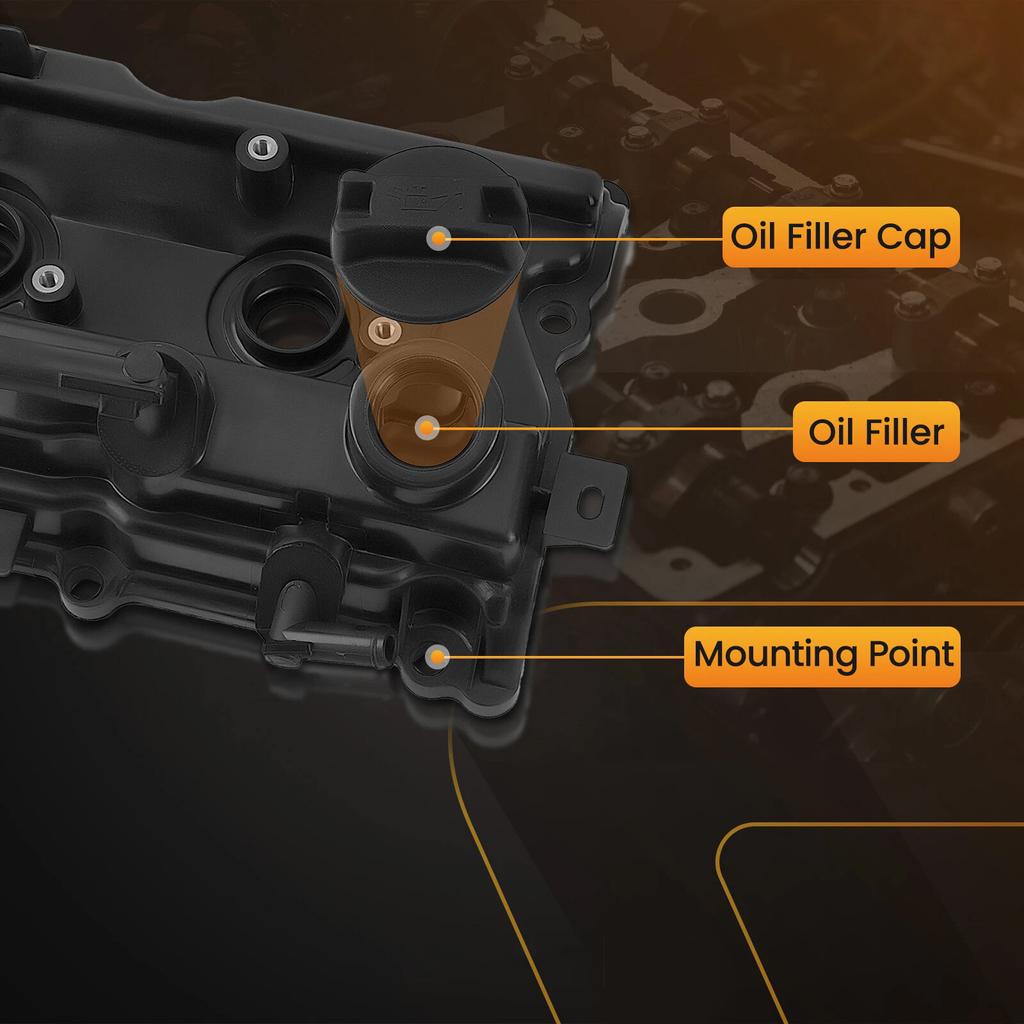 2pcs Cam Rocker Cover W/Gasket Screw Oil Cap Camshaft Rocker Cover Wear Resist for Nissan Maxima 2009-2020 Murano 3.5L 2015-2020