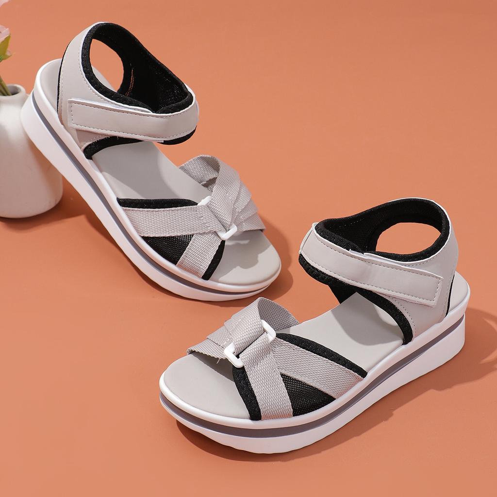 43 Large Size 2025 New Platform Sandals Women's Flat Velcro Women's Beach Sandals