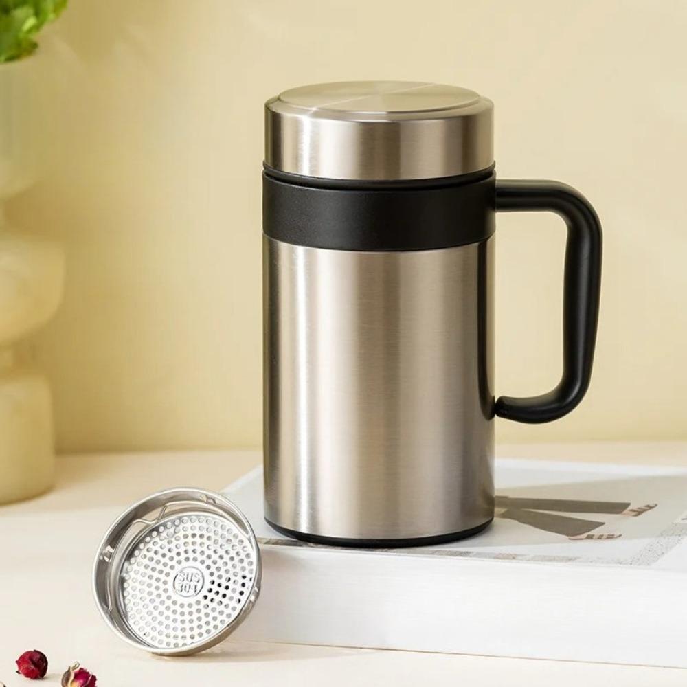 

Классическая термокружка из нержавеющей стали, чашка для разделения чая и воды, домашняя, портативная, с ручкой, герметичная, вакуумная бутылка 500ml