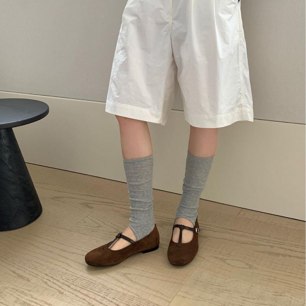 2025 new round head suede one-word with light mouth leopard print flat bottom fashion commuter work women's shoes