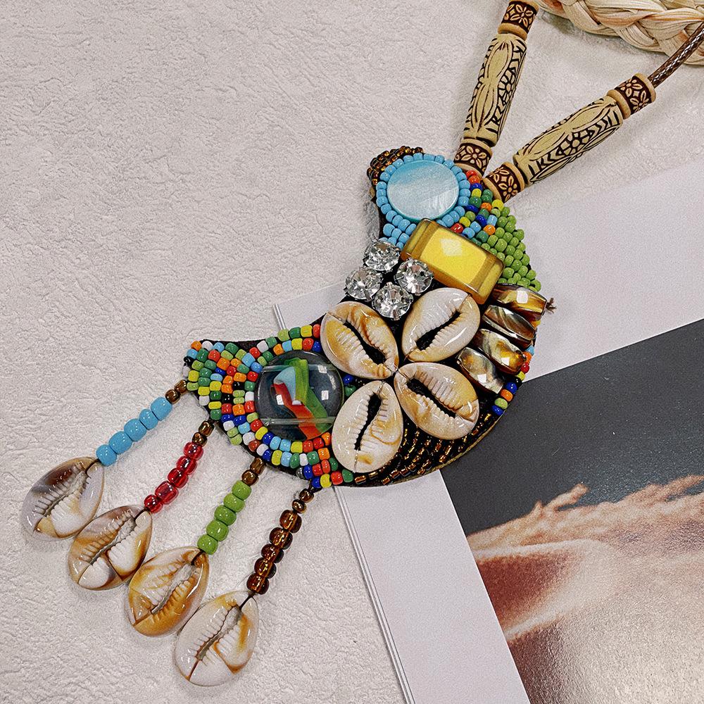 Ethnic Style Vintage Leather Necklace Long Fashion Bohemian Sweater Chain Fashion Clothing Accessories