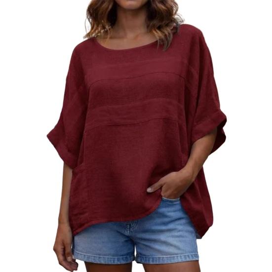 Women’s O Neck Shirt Soft Breathable Tops Regular Fit Dolman Sleeve Top Casual Loose Fit Blouse Summer Spring Shirt Perfect for Work Party Date