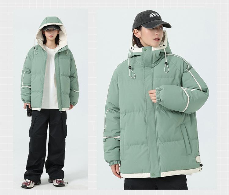 Winter couple hooded cotton-padded jacket new thickened casual loose flow warm cotton-padded jacket solid color versatile cotton-padded jacket
