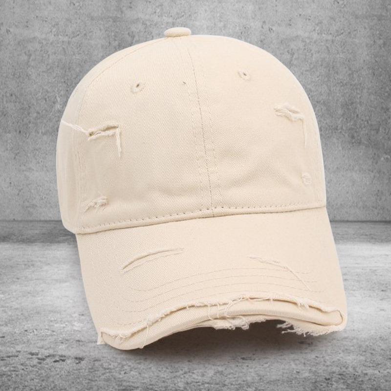 Peaked cap Cotton ripped baseball cap Men's versatile soft top curved brim sun hat Embroidery Women's trend