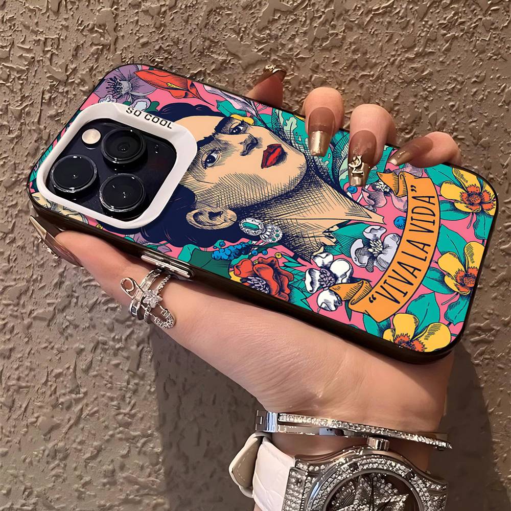 Fashion F-Frida K-KahlosS Phone Case For IPhone 17 16 15 14 11 12 13 Pro Max Pro Plus Colored Silver Cover