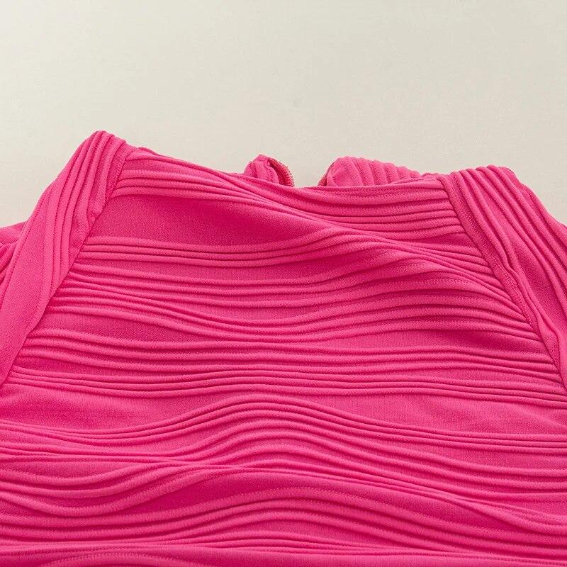 Long Sleeve Pleated Sexy Women Dress  Fashion Solid Wrap Hip Evening Dress Women Party Club Bodycon Short Dresses 30581