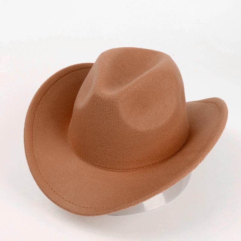 Western Denim Crimped Hat Retro Woolen Jazz Hat Felt Top Hat For Men And Women