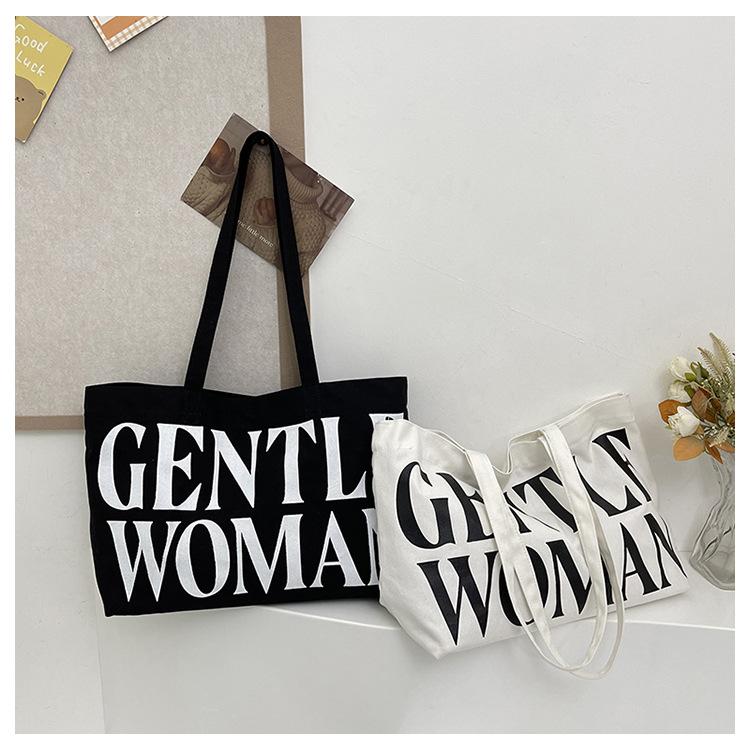 Students class large capacity alphabet canvas bag 2025 summer new tote bag fashionable shoulder handbag
