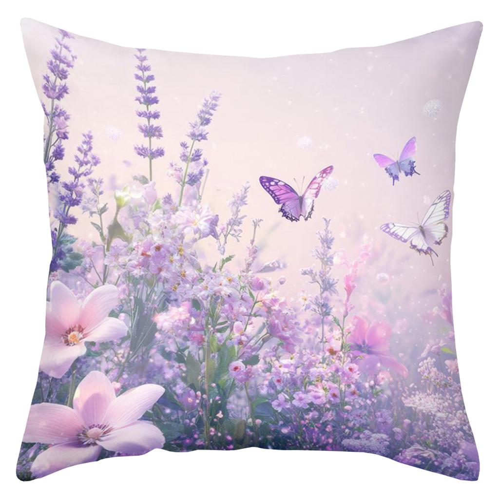 Lavender Roses And Butterflies Patterned Decorative Pillows Polyester pillowcase, sofa decorative cushion cov Headboard Pillow
