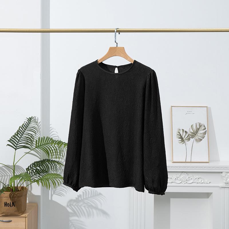 Women's Luxury Jacquard Mulberry Silk Long Sleeve Slimming T-Shirt