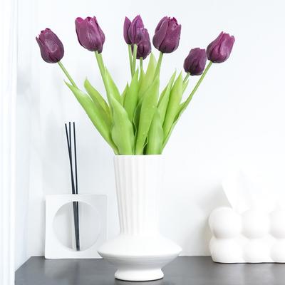 Autumn Cherry Tulip Bouquet, Soft Rubber Material, Living Room Light Luxury Indoor Dining Table High-End Simulated Flower Decoration