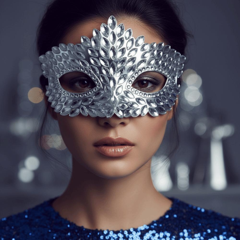 Crystal Venetian Mask Crowned Half Facepiece Carnival Visor Party Eyemask Mardi Gras