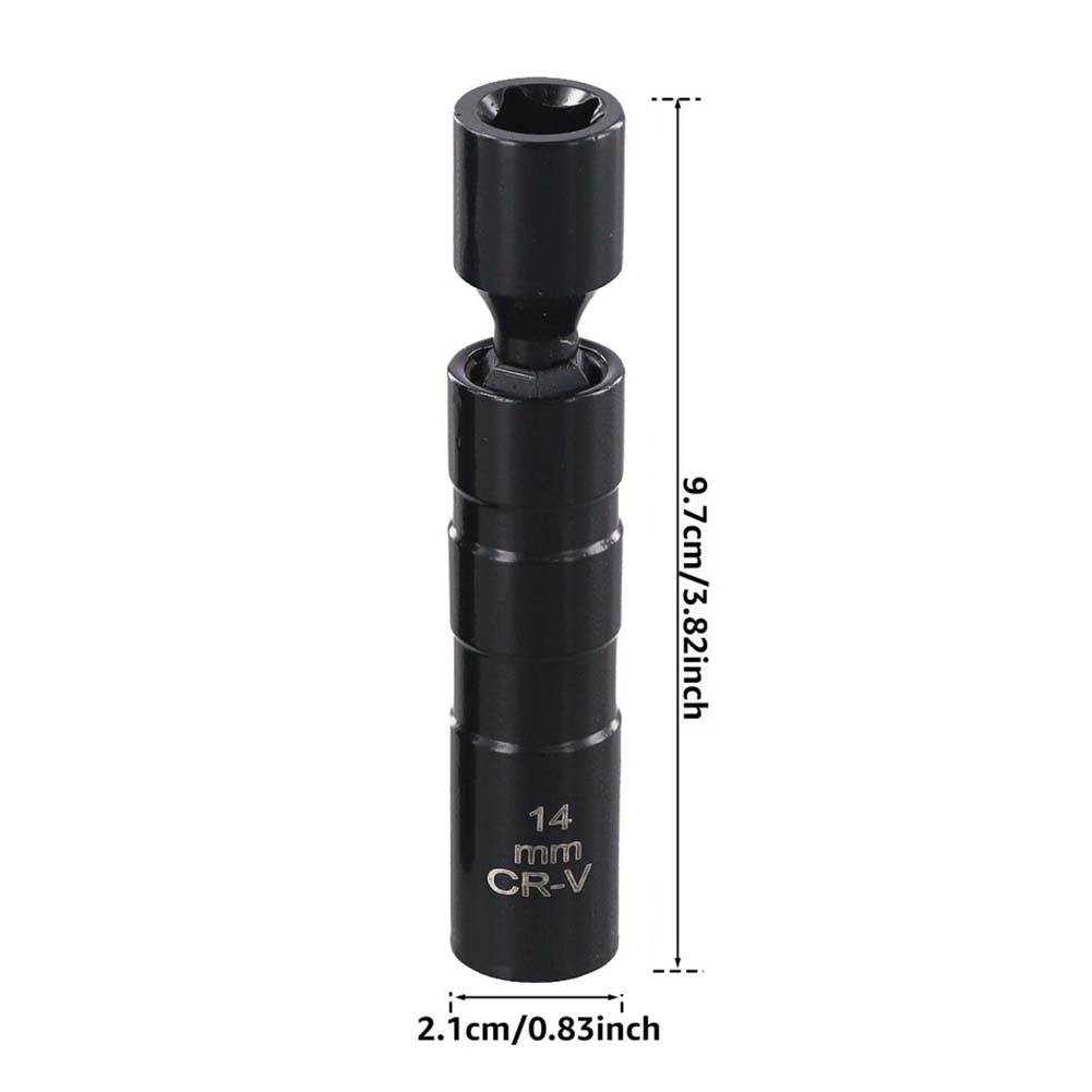 

1pc 14/16mm Magnetic Thin Wall Joint SparkPlug Socket Angle Flexible Socket Wrench 3/8 Drive Square Head 12 Corners Socket