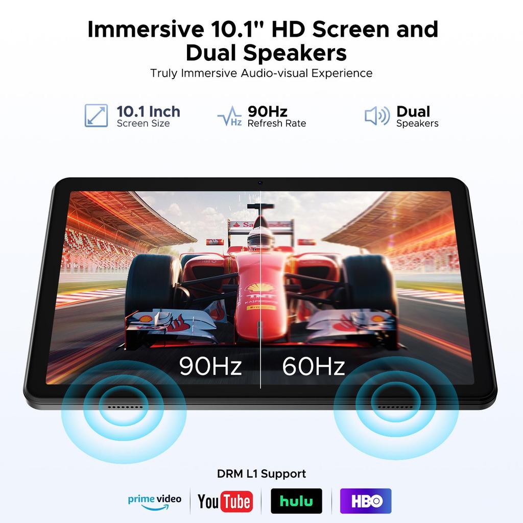 POCKAM P10 10.1 inch Tablet, 48GB+128GB, Android 16, 7000mAh, 90Hz, Dual Speakers, Headphone, Tablet with Keyboard, Pen, Case