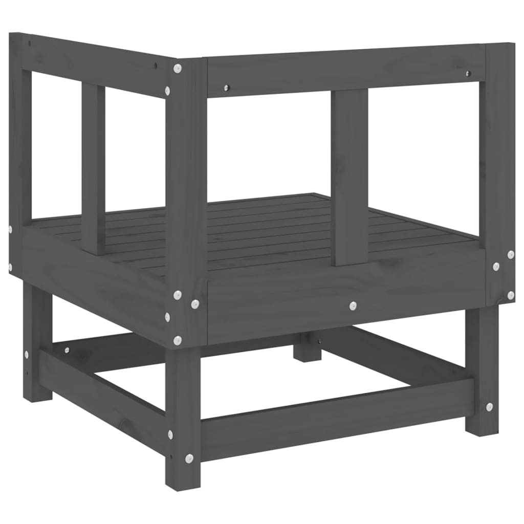 Garden Corner Sofa Gray Solid Pine Wood