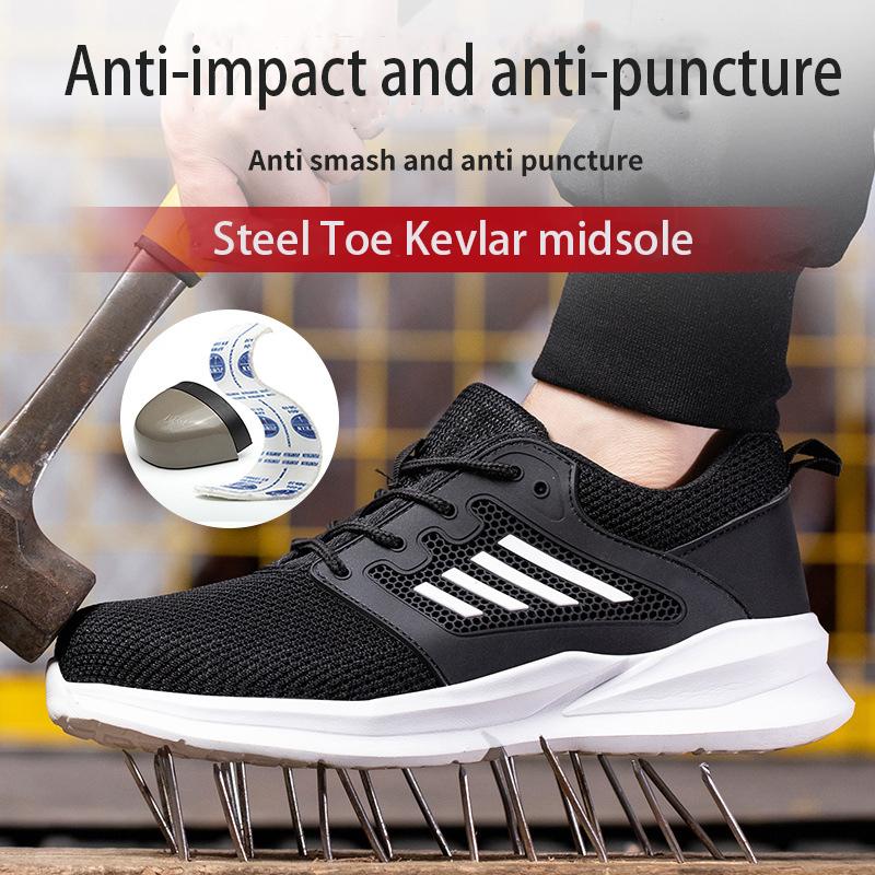 Men'S Safety Shoes Low Top Anti-Puncture Anti-Smash Steel Toe Work Boots Light Weight Safety Low Top Shoes For Forging Workshop