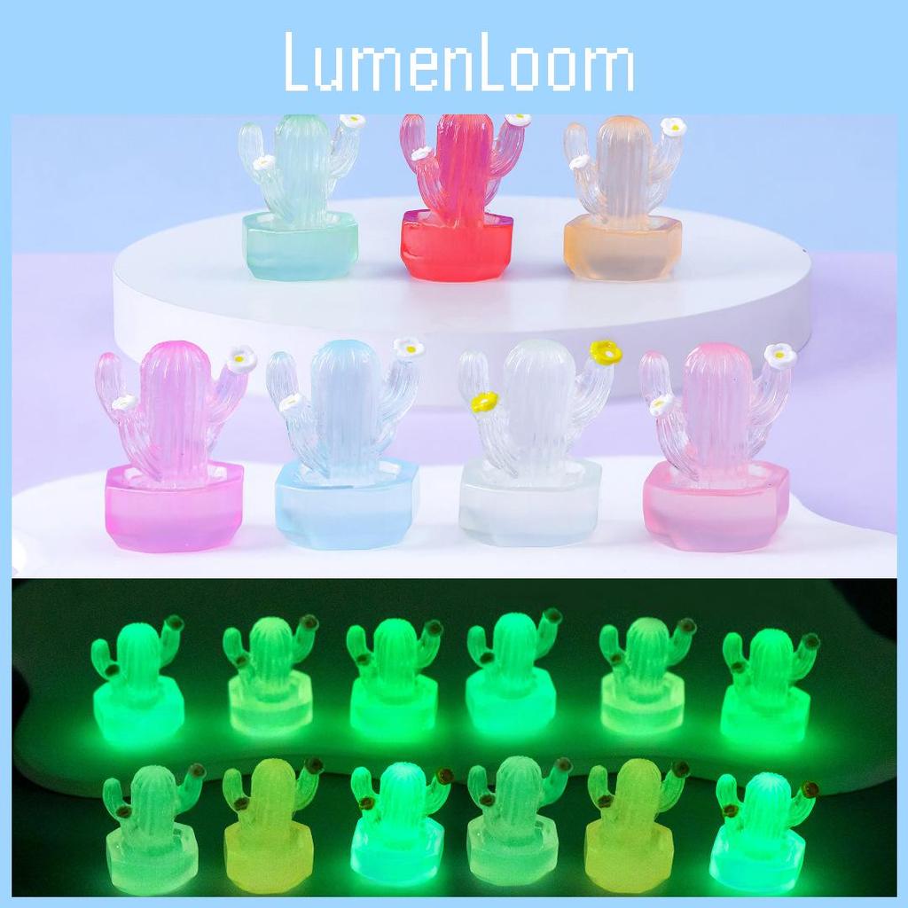 Adorable Glowing Cactus Resin Miniature Desk Car Decoration In 7 Colors