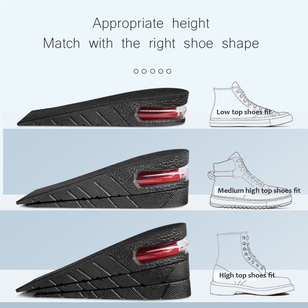 Men Unisex Shock Absorption Heel Insert Elevator Shoes Cushion Height Increase Insoles Half Insoles