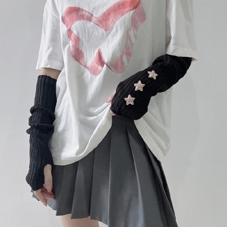 Subculture Arm Gloves Arm Covers Anime Party Fingerless Gloves for Dancing Party Arm Sleeves Teens Girl Arm Cover