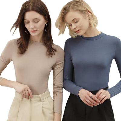 Spring Women'S Long-Sleeved Women'S New Modal Bottoming Shirt Solid Color Top