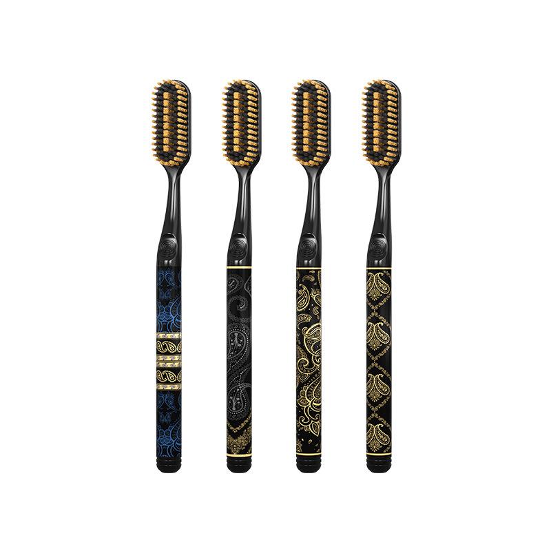 Spazzolino Henke Nero Oro Testa Grande con Setole Morbide - Set Regalo in Scatola
