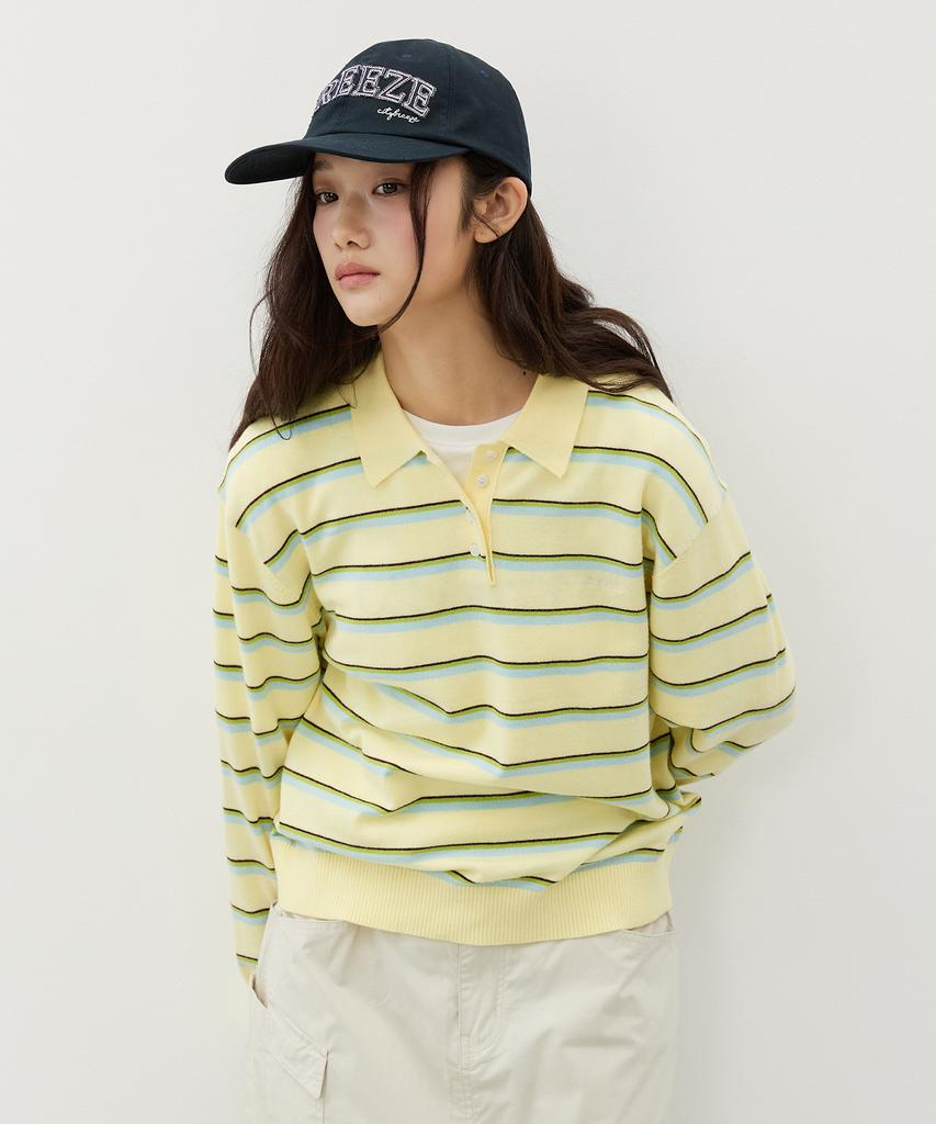 CITYBREEZE Multi-Stripe Collared Knit_3 Colors